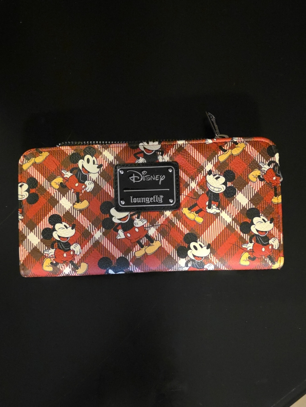 Loungefly Red Plaid Mickey Mouse Zip Wallet